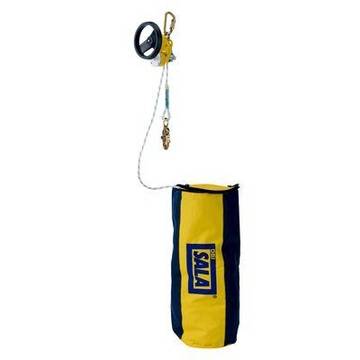 Evacuation/Escape Rescue and Descent Device, 200 ft Length, 130 to 310 lb 1 Person, 130 to 620 lb 2 Person Load Capacity, Aluminum Housing, Yellow Color, 17.65 lb Weight