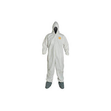 Hooded, Chemical Resistant Protective Coverall, White, Proshield® 60 Fabric