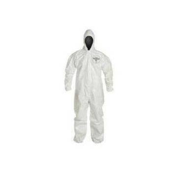 Hooded, Chemical Resistant Protective Coverall, X-large, White, Tychem® 4000 Fabric