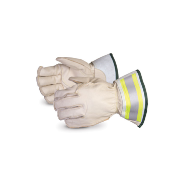 Gants de monteur de lignes, paume en cuir de cheval, blanc/lime, cuir