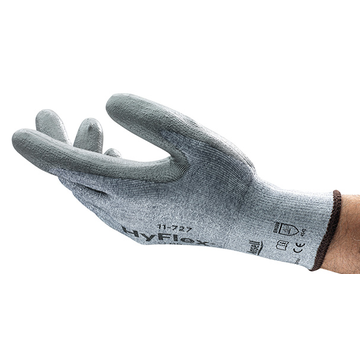 Gants de service moyen, paume en polyuréthane, gris, main gauche et main droite