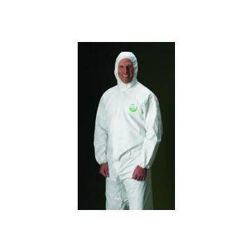 Hooded, Disposable Protective Coverall, X-large, White, 55 Gm Sbpp With Laminated Microporous Film