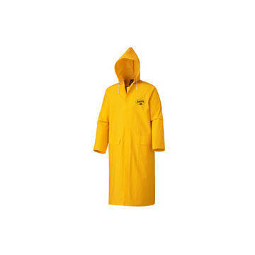 Long Rain Coat, Large, Yellow, PVC/Polyester, 42 in Chest