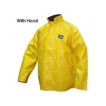 Hooded Jacket, Men, M, Yellow, Polyester, PVC, 40 in Chest