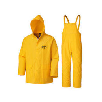 Waterproof Lightweight Safety Rain Suit, Large, Yellow, Polyester, PVC