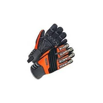 Mechanic, Hi-viz, Leather Gloves, Orange/black, Spandex Backing