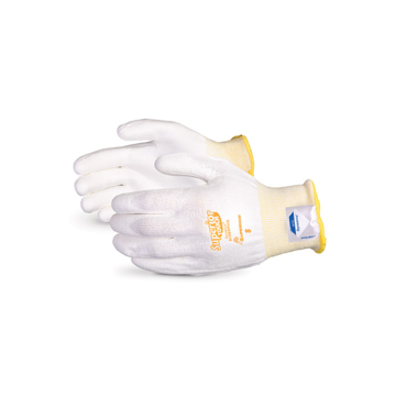 Gloves Lint-free Dyneema Knit General Purpose, Polyurethane Palm, White, Knit Wrist, Polyurethane