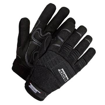 Mechanic, Heavy Duty Performance, Leather Gloves, Black, Spandex Backing