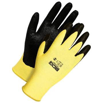 Coated Gloves, Black/yellow, Kevlar/lycra Backing