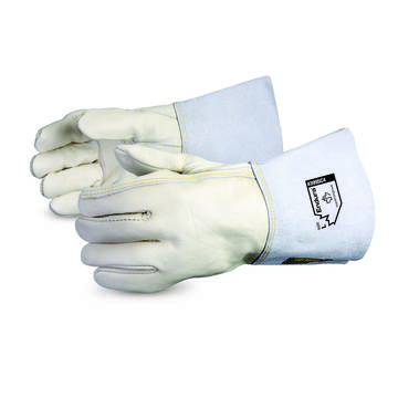 Leather Gloves, White, Cowhide Grain Leather