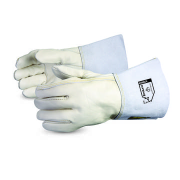 Gloves Leather, White, Cowhide Grain Leather