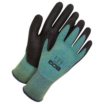 Coated Gloves, Black/green, 13 Ga Hppe Backing