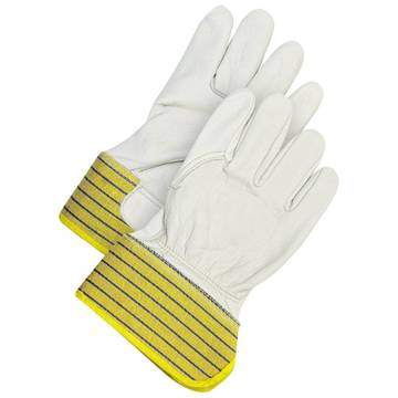 Ajusteur, doublé, gants en cuir, très grand, beige/bleu/jaune, support en cuir de vachette pleine fleur