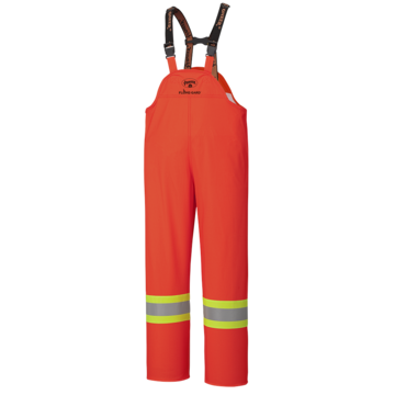 Pantalon de pluie imperméable à bavette, homme, orange haute visibilité, polyester, polyuréthane