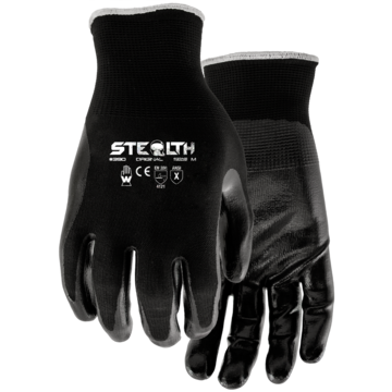 Seamless Gloves, Nitrile Palm, Black, Nylon