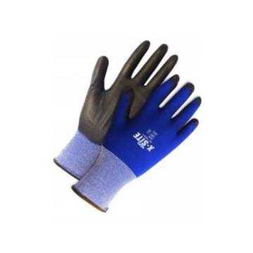 Gants enduits, noirs/bleus, support en nylon de calibre 18