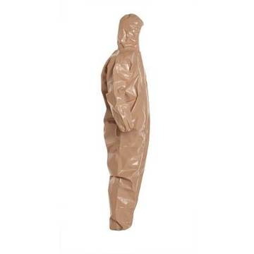 Hooded, Chemical Resistant Protective Coverall, X-large, Tan, Tychem® 5000 Fabric, For Chemical Handling