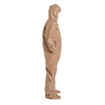 Hooded, Chemical Resistant Protective Coverall, X-Large, Tan, Tychem® 5000 Fabric, For Industrial Hazmat Teams