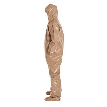 Hooded, Chemical Resistant Protective Coverall, X-Large, Tan, Tychem® 5000 Fabric, For Industrial Hazmat Teams