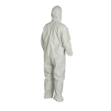 Hooded Protective Coverall, X-large, White, Microporous Film, For Hazardous Remediation