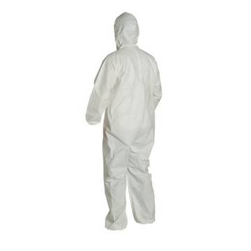 Hooded Protective Coverall, X-large, White, Microporous Film, For Hazardous Remediation