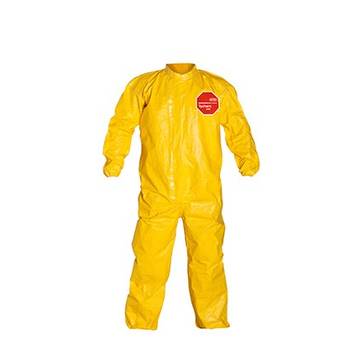 Hooded, Chemical Resistant Protective Coverall, X-Large, Yellow, Tychem® 2000 Fabric, 41-1/4 to 44-3/4 in, Elastic