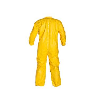 Hooded, Chemical Resistant Protective Coverall, X-Large, Yellow, Tychem® 2000 Fabric, 41-1/4 to 44-3/4 in, Elastic