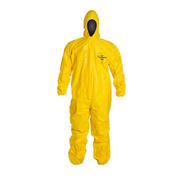 Hooded, Chemical Resistant Protective Coverall, 3X-Large, Yellow, Tychem® 2000 Fabric, 47-1/4 to 50-3/4 in