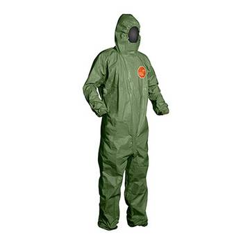 Hooded, Chemical Resistant Protective Coverall, X-large, Green, Tychem® 2000 Sfr Fabric