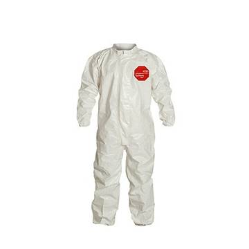 Hooded, Chemical Resistant Protective Coverall, X-Large, White, Tychem® 4000 Fabric, For Chemical Mixing