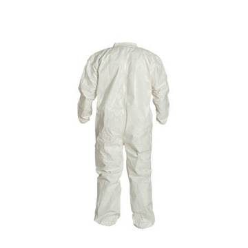 Hooded, Chemical Resistant Protective Coverall, X-Large, White, Tychem® 4000 Fabric, For Chemical Mixing