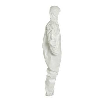 Hooded, Chemical Resistant Protective Coverall, X-large, White, Saranex™ 23p Film, For Chemical Mixing