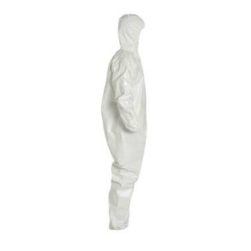 Coverall Hooded, Chemical Resistant Protective, White, Saranex™ 23p Film