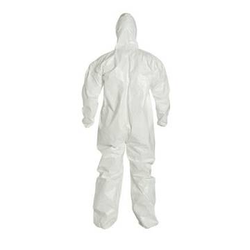 Coverall Hooded, Chemical Resistant Protective, White, Saranex™ 23p Film