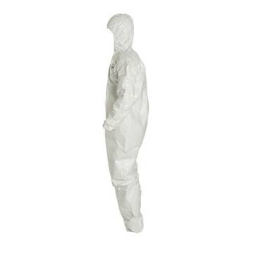 Coverall Hooded, Chemical Resistant Protective, White, Saranex™ 23p Film