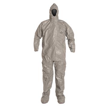 Hooded, Chemical Resistant Protective Coverall, X-large, Gray, Tychem® 6000 Fabric