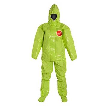 Hooded, Chemical Resistant Protective Coverall, X-Large, Lime Yellow, Tychem® 10000 Fabric