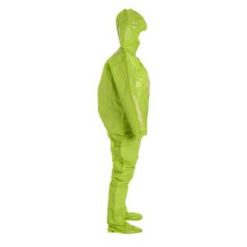 Hooded, Chemical Resistant Protective Coverall, X-Large, Lime Yellow, Tychem® 10000 Fabric