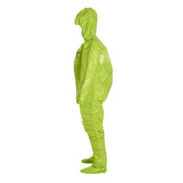 Hooded, Chemical Resistant Protective Coverall, X-Large, Lime Yellow, Tychem® 10000 Fabric