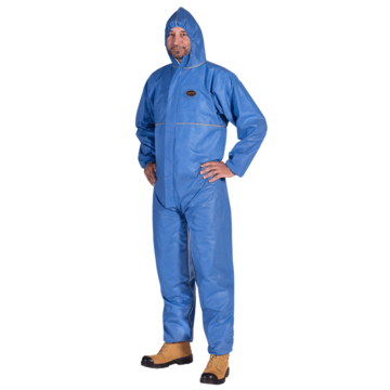 Flame-Spread-Resistant Disposable Coverall, 2XL, Blue, Non-Woven, 50 to 52 in Chest