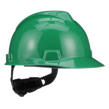 Casque rigide à fente, vert, polyéthylène, cliquet, classe E