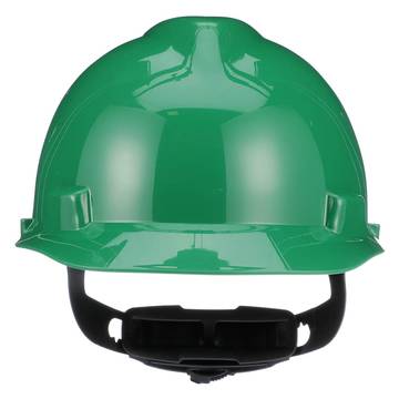 Casque rigide à fente, vert, polyéthylène, cliquet, classe E