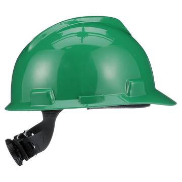 Hard Hat Slotted, Green, Polyethylene, Ratchet, Class E