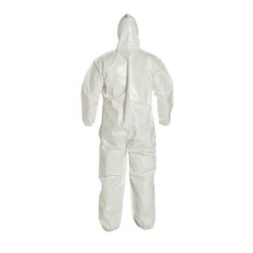 Hooded, Chemical Resistant Protective Coverall, X-large, White, Tychem® 4000 Fabric