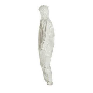 Hooded, Chemical Resistant Protective Coverall, X-large, White, Tychem® 4000 Fabric