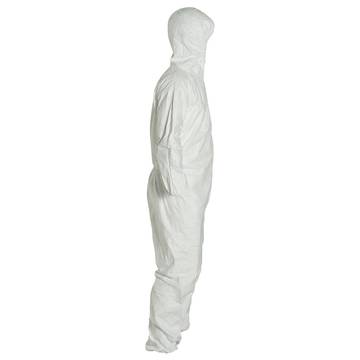 Coverall Hooded Protective, White, Hdpe
