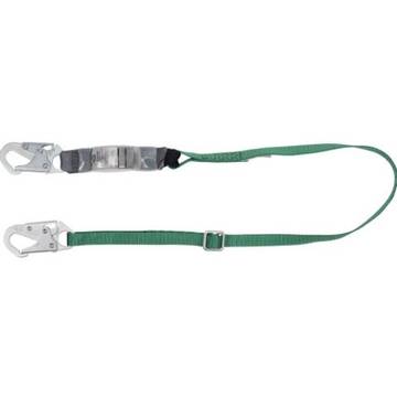 Lanyard Shock Absorbing, 150 To 310 Lb Capacity, 1-leg, Green/gray, Snap Hook