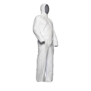 Hooded, Chemical Resistant Protective Coverall, 3X-Large, White, Tyvek® 500 Fabric