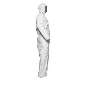 Hooded, Chemical Resistant Protective Coverall, 3X-Large, White, Tyvek® 500 Fabric