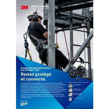 Casque d’écoute WS LiteCom PRO III Peltor(MC) 3M(MC), IRB : 28 dB, classe AL (CSA), modèle avec serre-tête